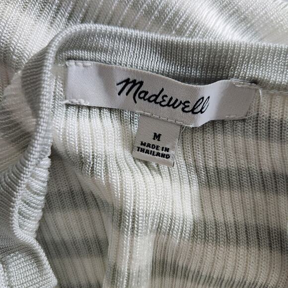 Madewell Micro-Rib Sweater Tee in Monument Short Sleeve Stripes Size Medium - Picture 10 of 11